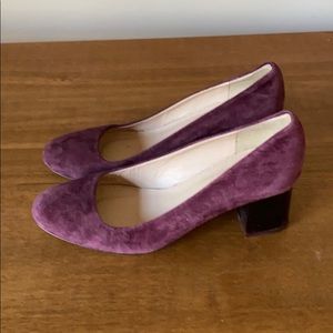 JCrew Mulberry Suede Chunky Heel